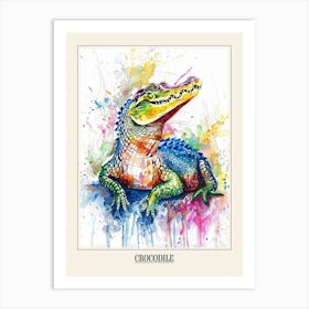 Crocodile Colourful Watercolour 1 Poster Art Print