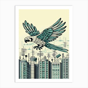 Phoenix Parrot Flying Over City Art Print