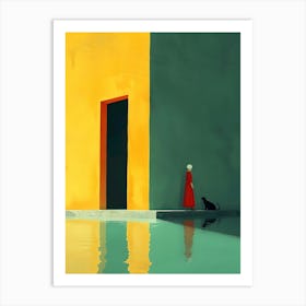 Woman And A Cat Art Print