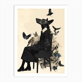 Woman And A Dog Art Print