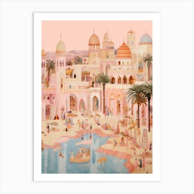 Hurghada Egypt 1 Vintage Pink Travel Illustration Art Print