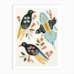 Folk Style Bird Painting Bluebird 1 Art Print