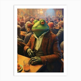 Frog In A Bar Retro 1 Art Print