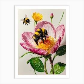 Bee On A Flower 2 Art Print