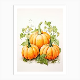 Lumina Pumpkin Watercolour Illustration 3 Art Print
