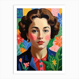 Woman With Flowers 3 Art Print