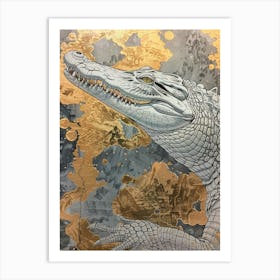 Crocodile Precisionist Illustration 2 Art Print