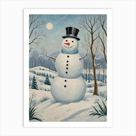 Snowman In The Woods no2 Art Print