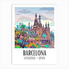 Barcelona Colorful Cityscape 5 Art Print