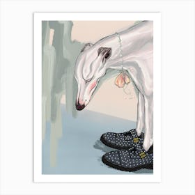 Dog In Shoes Art Print