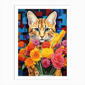 Cat With Flowers 4 Art Print