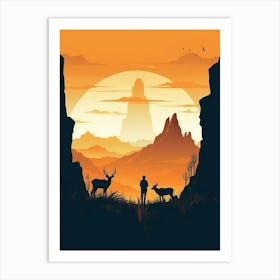 Silhouette Of A Hunter 1 Art Print