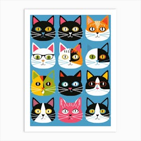 Cats With Glasses Art Print