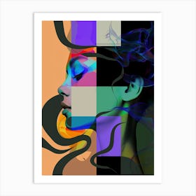 Colorful, portrait of a woman, artwork print, "Summer Love" Art Print