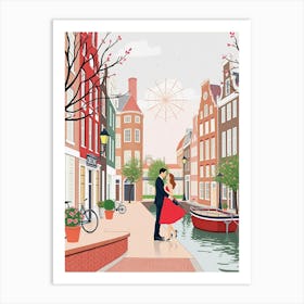 Couple in Amsterdam City Art Print