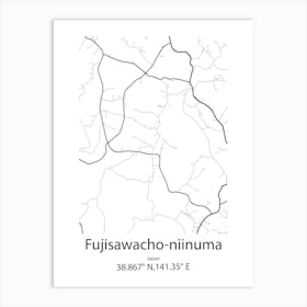 Fujisawacho Niinuma,Japan Minimalist Map Art Print