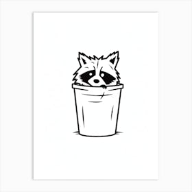 A Minimalist Line Art Piece Of A Tres Marias Raccoon 4 Art Print