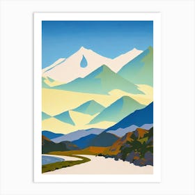 Coronet Peak, New Zealand Midcentury Vintage Skiing Poster Art Print