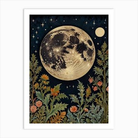 Moon In The Garden Style William Morris 1 Art Print 4 Art Print