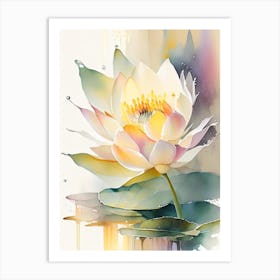 American Lotus Storybook Watercolour 1 Art Print