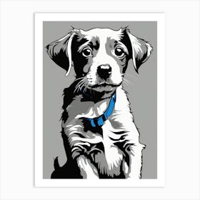 Small dog with a blue collar Art Print