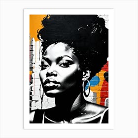 Vintage Graffiti Mural Of Beautiful Black Woman 86 Art Print