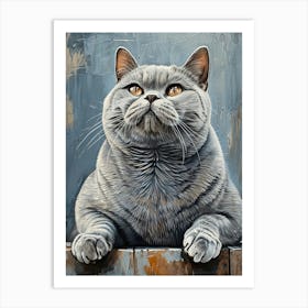 British Shorthair Relief Illustration 2 Art Print