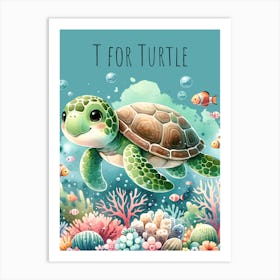 T For Turtle Nursery Art Print