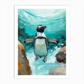 Adlie Penguin Paradise Harbor Oil Painting 2 Art Print