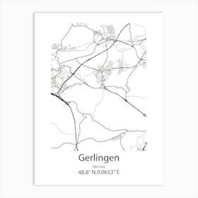 Gerlingen,Germany Minimalist Map Art Print