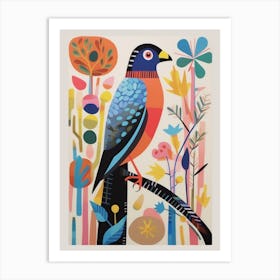 Colourful Scandi Bird Harrier 2 Art Print