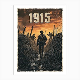 Aihrgdesign A Vintage Poster Depicting Soldiers In The Trench F119c8c2 56cc 46b1 Ace4 6feefe10cbfe 2 Art Print