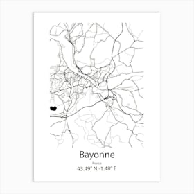 Bayonne,France Minimalist Map Art Print