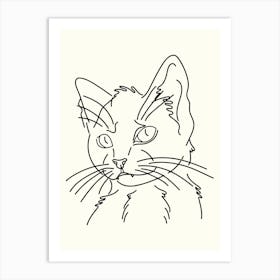 Continuous Line Drawing Of A Cat Monoline Hand Drawing Aesthetic Illustration Art Print