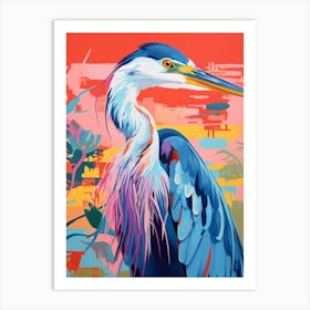 Colourful Bird Painting Great Blue Heron 8 Art Print
