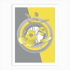 Vintage Monks Cress Botanical Geometric Art in Yellow and Gray n.435 Art Print