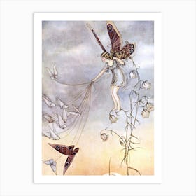 The Queen of the Butterflies - Ida Rentoul Outhwaite 1919 - Beautiful Remastered Colour Illustration Fairies and Butterfly, Witchcore Cottagecore Fairycore Witchy Fairytale High Definition Art Print