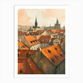 Prague Rooftops Morning Skyline 1 Art Print