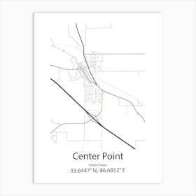 Center,United States Minimalist Map 1 Art Print