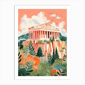 The Parthenon   Nashville, Usa   Cute Botanical Illustration Travel 0 Art Print