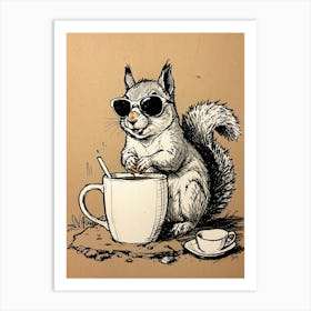 Squirrel In Sunglasses Art Print