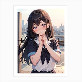 Anime Girl In School Uniform 7 Art Print