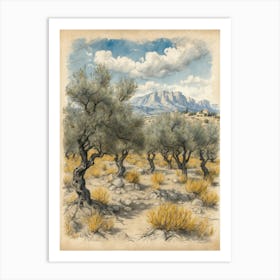 Olive Trees In The Desert Art Print