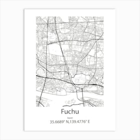 Fuchu,Japan Minimalist Map Art Print