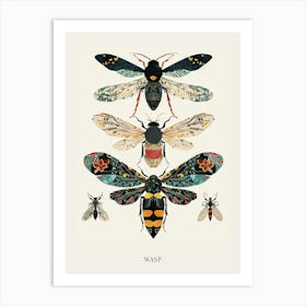 Colourful Insect Illustration Wasp 7 Poster Art Print