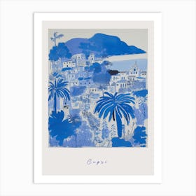 Capri Italy Blue Drawing Poster Art Print