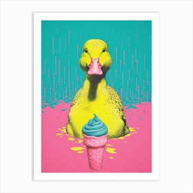 Ice Cream Pink & Blue Duck Art Print