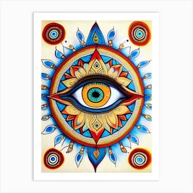 Mandala With An Eye, Symbol, Third Eye Rothko Neutral 1 Art Print