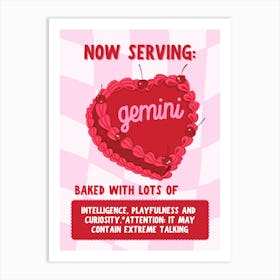 Gemini Cake Zodiac Art Print