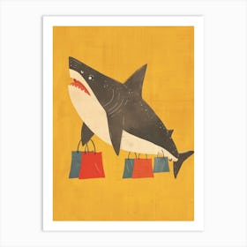 Shopping Shark Muted Pastels 1 Art Print